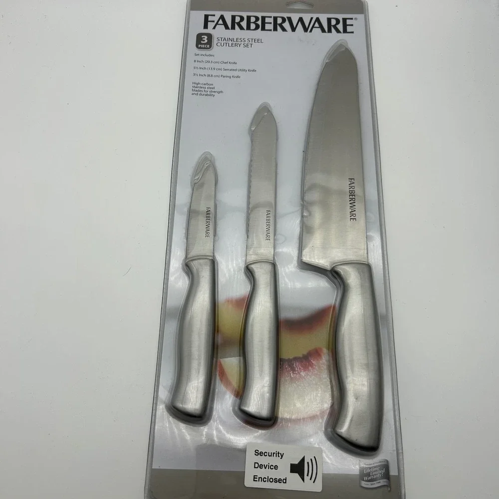 Farberware 3 Piece Stainless Steel Cutlery Set Chef Utility Paring Knives‎